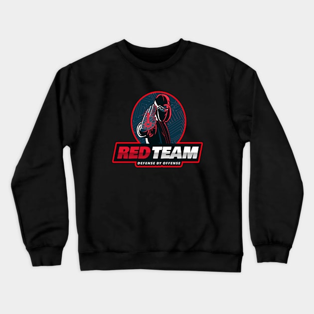 Red Team Defense by Offense Crewneck Sweatshirt by Cyber Club Tees